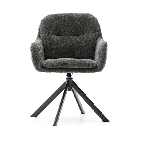 Tmavě zelené čalouněné jídelní křeslo s područkami Lexa – Kave Home-image-3
