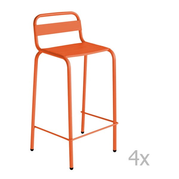Sada 4 oranžových barových židlí Isimar Barcelonita