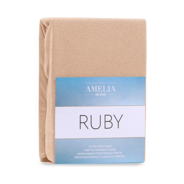 Světle hnědé napínací froté prostěradlo 120x200 cm Ruby – AmeliaHome-image-2