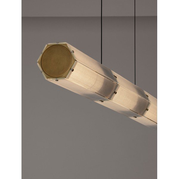 Ocelové LED stmívatelné závěsné svítidlo v mosazné barvě se skleněným stínidlem Essenzo – Nova Luce-image-2