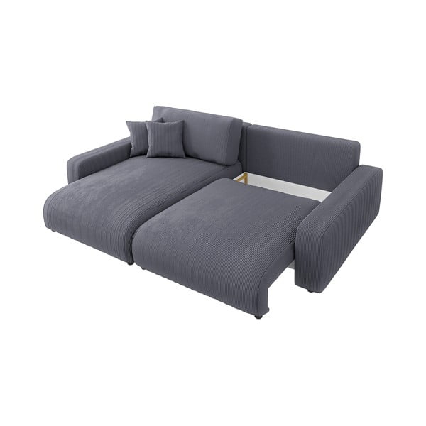 Tmavě šedá manšestrová rozkládací rohová pohovka (variabilní) Sara – Ropez-image-2