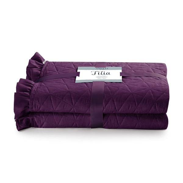 Fialový přehoz přes postel AmeliaHome Tilia Plum, 220 x 240 cm-image-2
