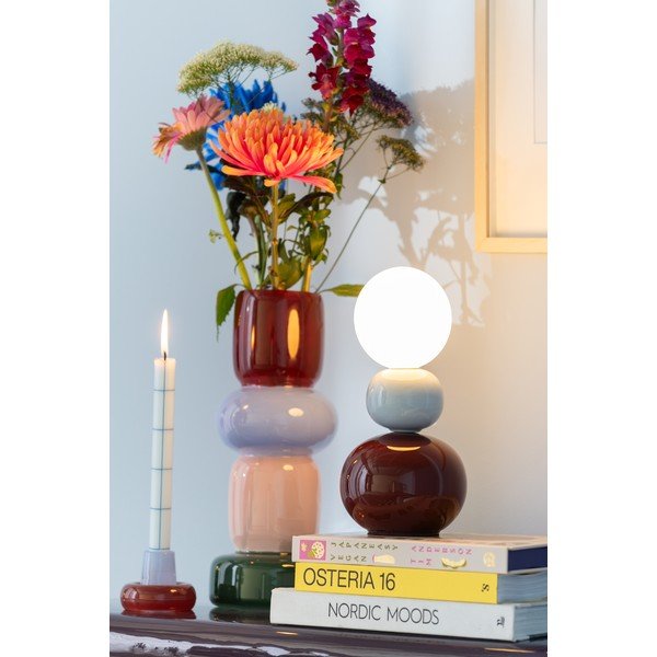 Vínová/světle modrá keramická stolní lampa (výška 26 cm) Firenze Pellet – Leitmotiv-image-1