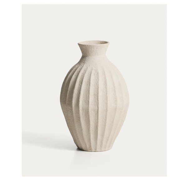 Krémová ručně vyrobená/vysoká váza z papírmaše (výška 67 cm) Arquena – Kave Home-image-3