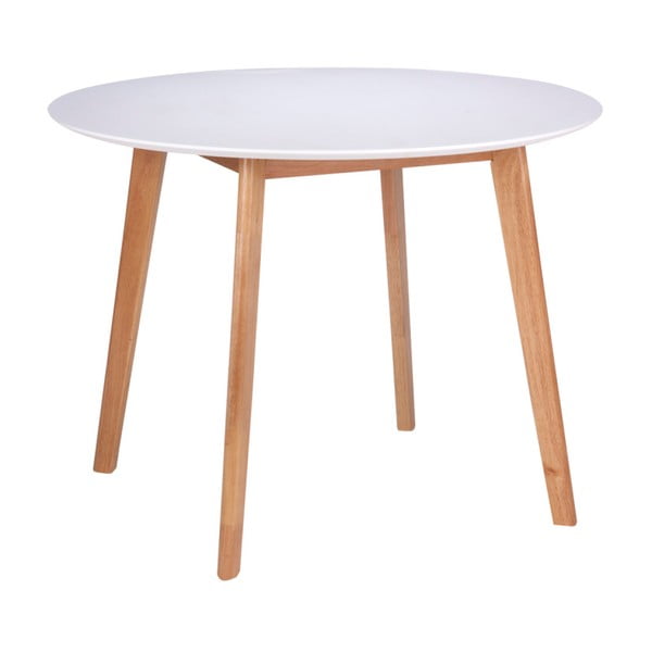 Bílý jídelní stůl s nohami ze dřeva kaučukovníku sømcasa Marta, ⌀ 100 cm