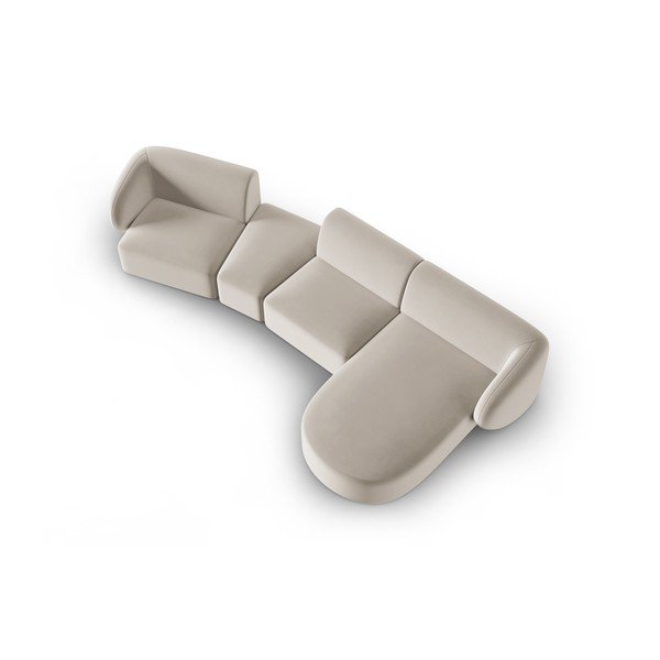 Béžová sametová rohová pohovka (pravý roh/s lenoškou) Paolo – Milo Casa-image-1