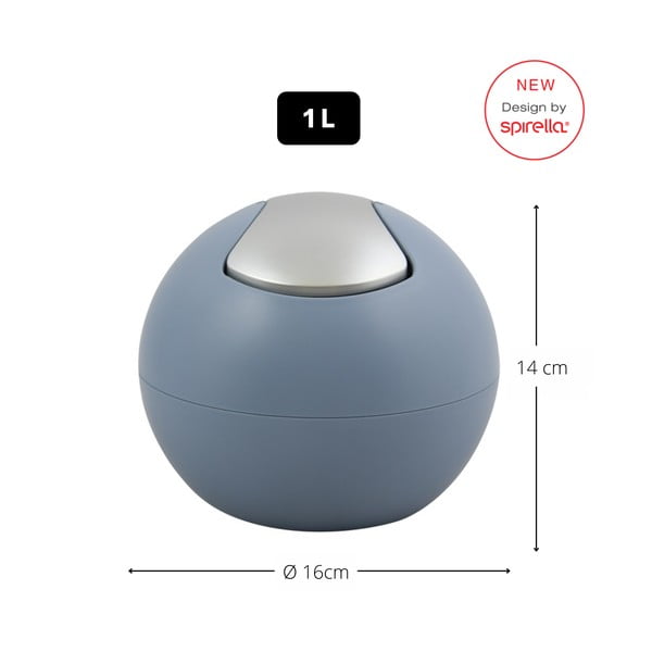 Světle modrý plastový odpadkový koš 1 l   Bowl Matt – Spirella-image-2