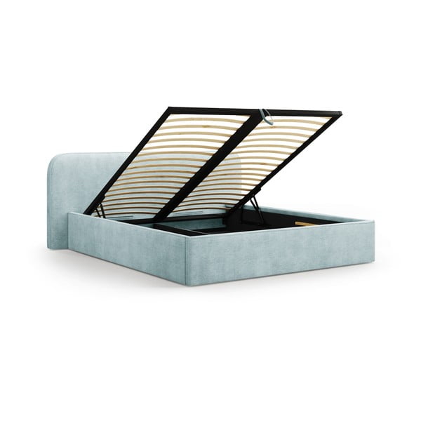 Čalouněná dvoulůžková postel s úložným prostorem s roštem 140x200 cm v mentolové barvě Elizabeth – Micadoni -image-2