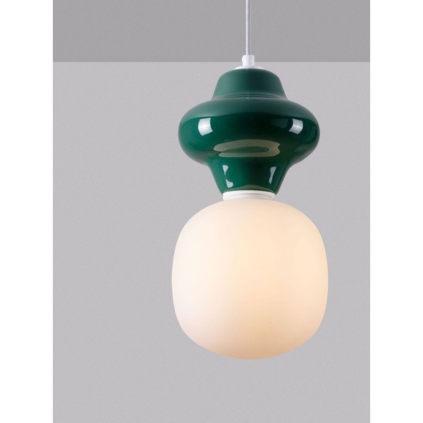 Bílé/v petrolejové barvě keramické závěsné svítidlo se skleněným stínidlem ø 18 cm Clio – Nova Luce-image-1