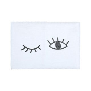Bílá koupelnová podložka s příměsí bavlny Really Nice Things Eyes, 40 x 60 cm