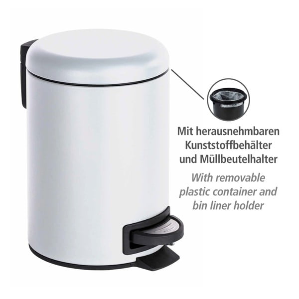 Bílý odpadkový koš Wenko Leman, 3 l-image-4