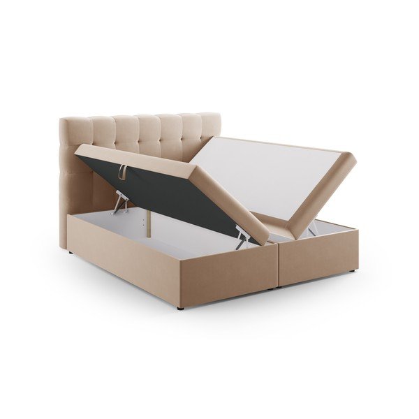 Světle hnědá boxspring postel s úložným prostorem 180x200 cm Bali – Cosmopolitan Design-image-4