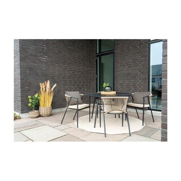 Krémový kulatý venkovní koberec z recyklovaných vláken ø 180 cm Menorca – House Nordic-image-1