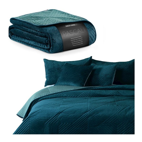 Zeleno-modrý oboustranný přehoz přes postel DecoKing Pascali, 220 x 240 cm