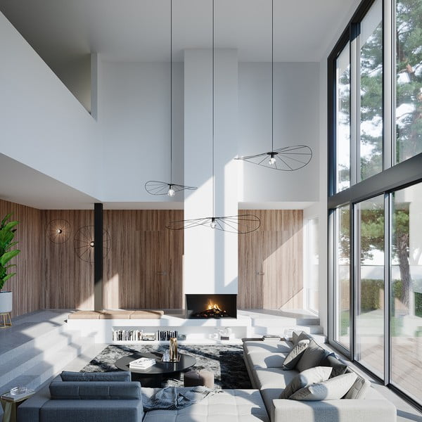 Černé závěsné svítidlo ø 70 cm Elliot – Sollux-image-3