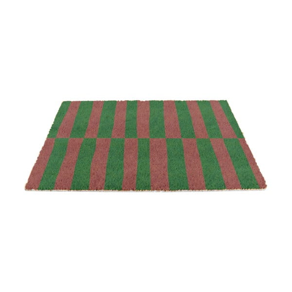 Rohožka z kokosového vlákna 40x60 cm Pink & Green Half Stripes – Artsy Doormats