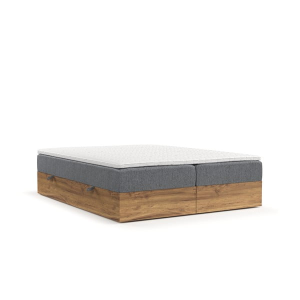 Boxspring postel s úložným prostorem v šedo-přírodní barvě 140x200 cm Faro – Maison de Rêve