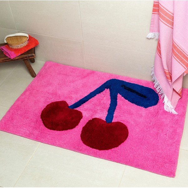 Růžová textilní koupelnová předložka 83x52,5 cm Cherry – Rex London-image-1