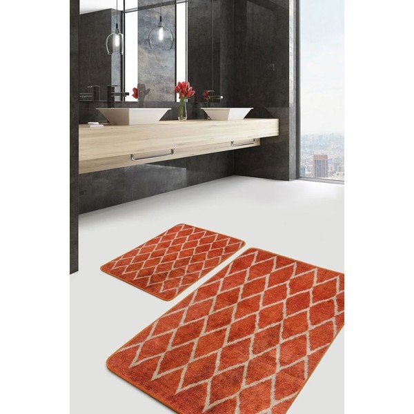 Sametové koupelnové předložky v terakotové barvě v sadě 2 ks 60x100 cm – Mila Home-image-1