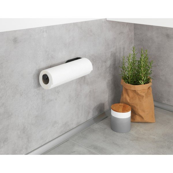 Černý nástěnný držák na kuchyňské útěrky Wenko Nio-image-1