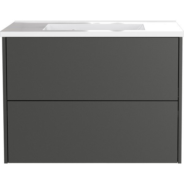 Antracitová matná závěsná skříňka pod umyvadlo 81x61 cm Bodera – Germania-image-2