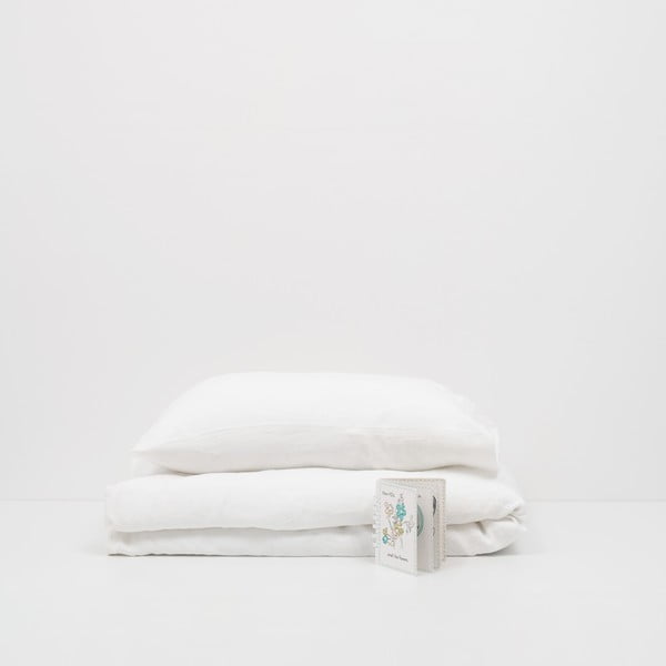 Dětský bílý lněný povlak na polštář Linen Tales Nature, 40 x 60 cm-image-2