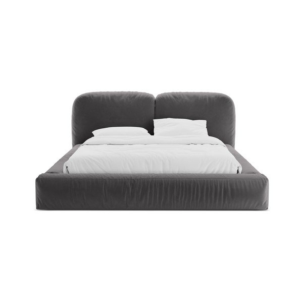 Šedá čalouněná dvoulůžková postel s úložným prostorem s roštem 160x200 cm Martina – Micadoni -image-4