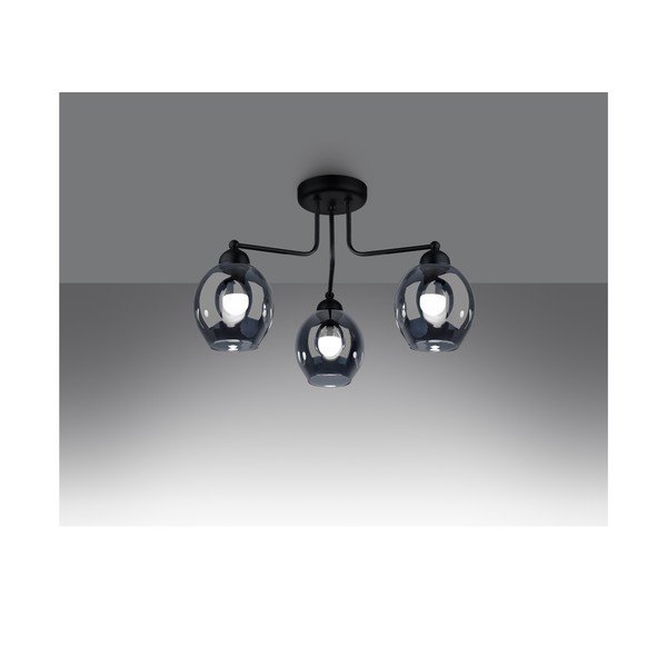 Černé stropní svítidlo se skleněným stínidlem 54x54 cm Garten – Sollux-image-1