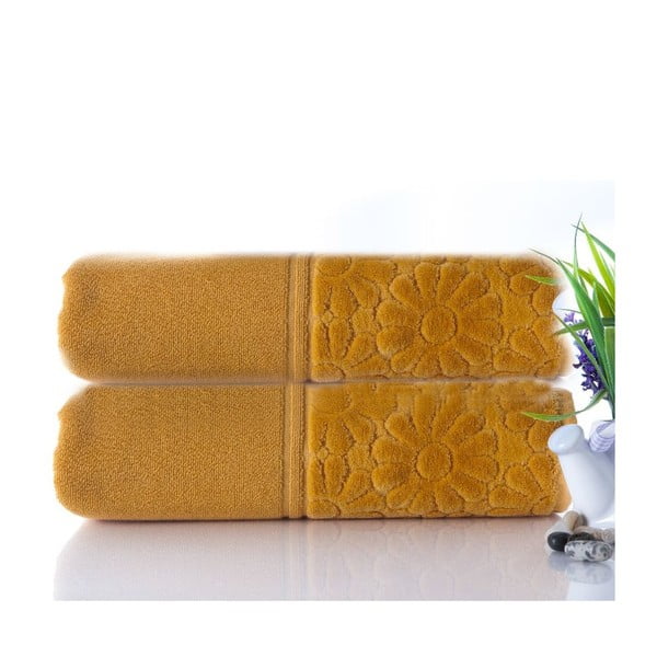 Sada 2 ručníků Samba Mustard, 50x90 cm