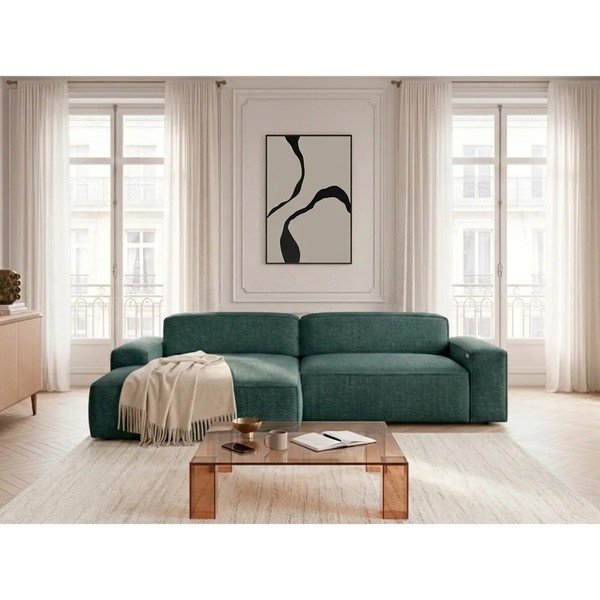 Zelená rozkládací/s elektrickým výsuvem sedu rohová pohovka (levý roh) Abel – Bobochic Paris-image-4