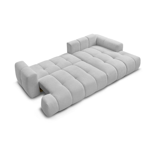 Světle šedá rozkládací/s úložným prostorem rohová pohovka (pravý roh/s lenoškou) Fuji – Bobochic Paris-image-4