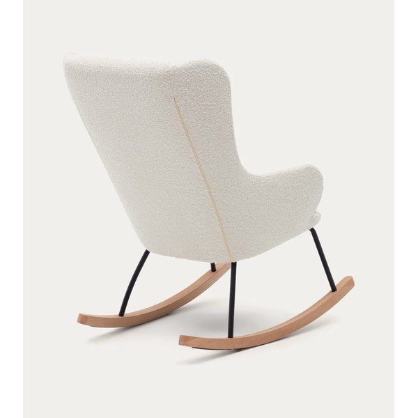 Bílé houpací křeslo z textilie bouclé Maustin – Kave Home-image-3