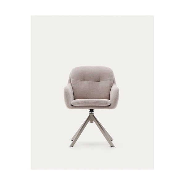 Béžové čalouněné jídelní křeslo s područkami Lexa – Kave Home-image-4
