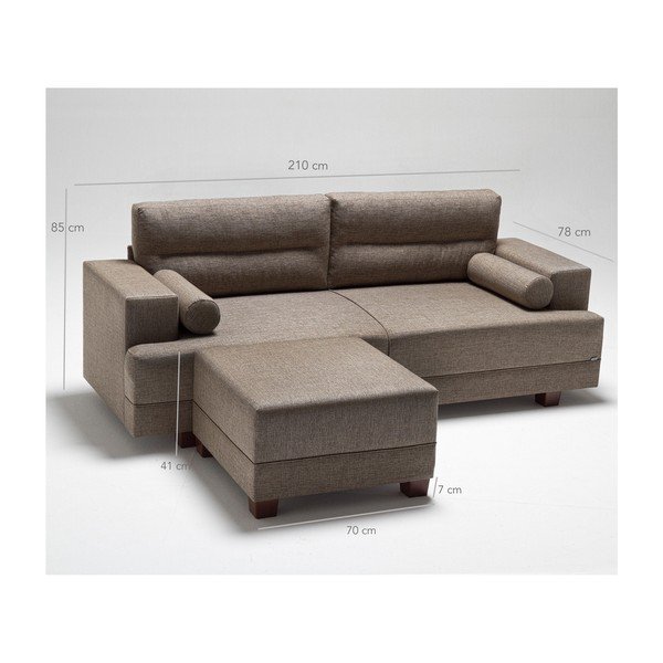 Hnědá pohovka s podnožkou Balcab Home Ivett-image-1