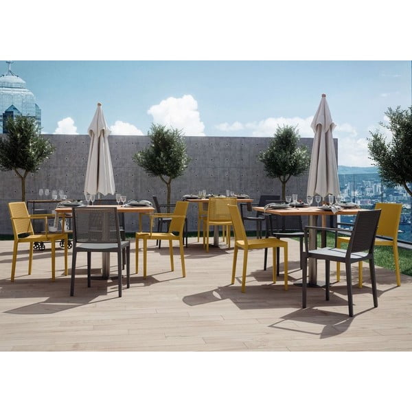 Žlutá plastová zahradní židle Grid – Rojaplast-image-3