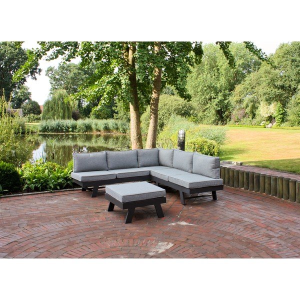 Šedý hliníkový zahradní lounge set pro 4 Donna – Garden Pleasure-image-1