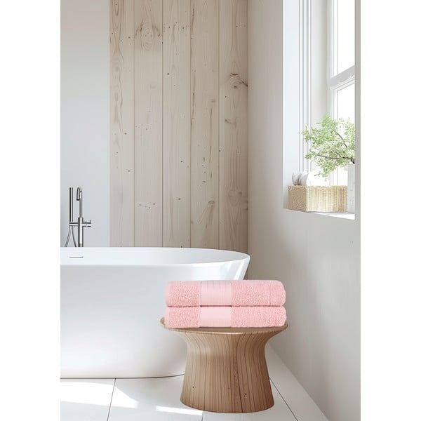 Růžové froté bavlněné osušky v sadě 2 ks 70x140 cm – Good Morning-image-1