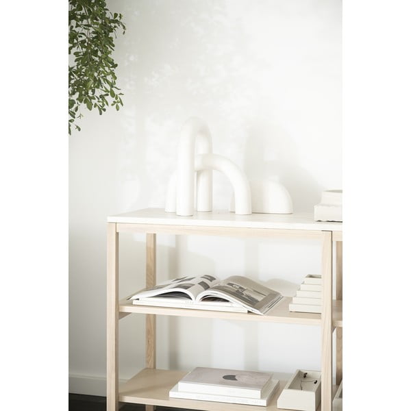 Hnědo-béžový konzolový stolek s deskou z kamene 140x40 cm Orwel - Rowico-image-4