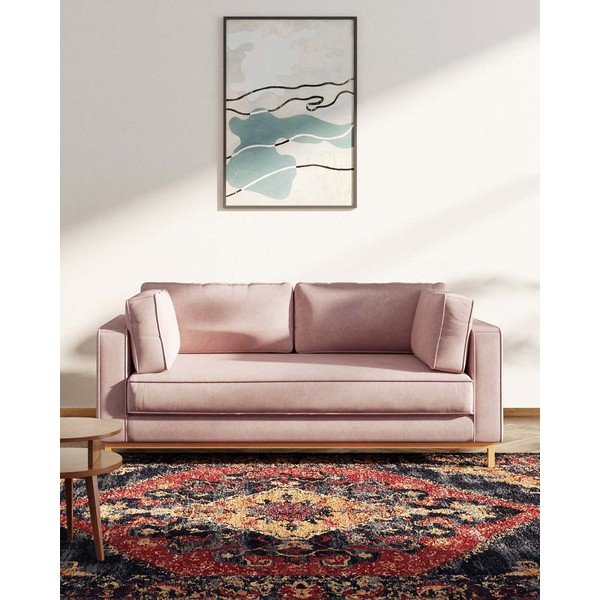 Světle růžová sametová pohovka 192 cm Celerio – Ame Yens-image-3