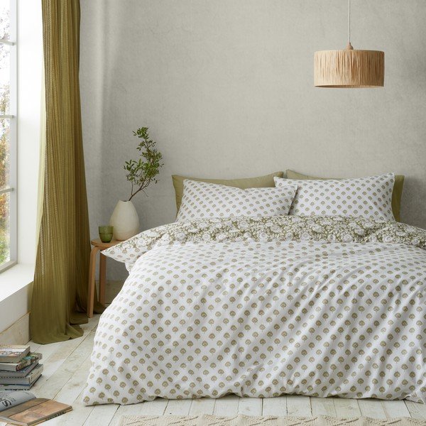 Zeleno-bílé povlečení na jednolůžko 135x200 cm Tangier Floral – Pineapple Elephant-image-1