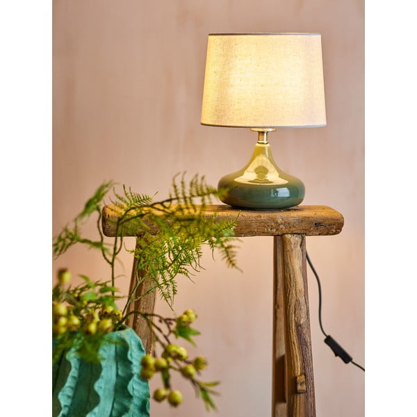 Tmavě zelená stolní lampa s textilním stínidlem (výška 28 cm) Loa – Bloomingville-image-2