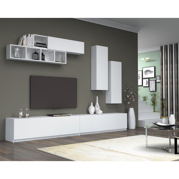 Bílý TV stolek 140x40 cm Dona – Gauge Concept-image-2
