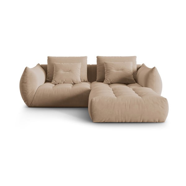 Béžová rohová pohovka z textilie bouclé (variabilní roh) Bloom – Micadoni Home
