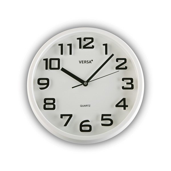 Černobílé nástěnné hodiny Versa Basic Clock, 33 cm