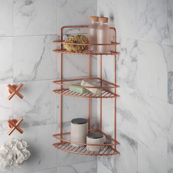 Koupelnová rohová polička se třemi patry Metaltex Copper-image-2