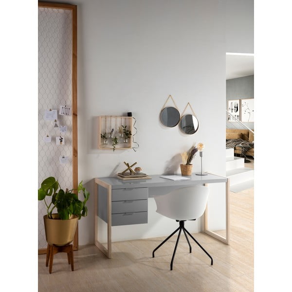 Šedý psací stůl s nohami z borovicového dřeva Marckeric Frank-image-1