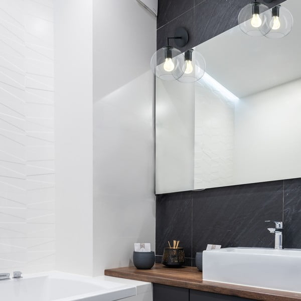 Černé nástěnné svítidlo SULION Bogard, ø 20 cm-image-1