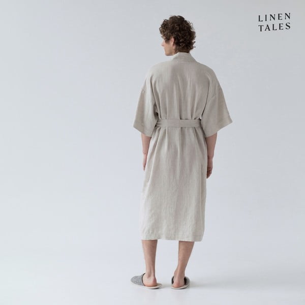 Béžový lněný župan velikost L/XL Summer – Linen Tales-image-4