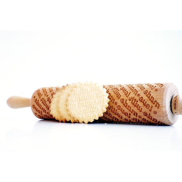 Dřevěný embosovaný váleček na těsto Valek Made with Love-image-3