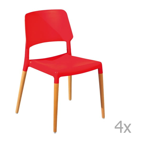 Sada 4 červených jídelních židlí 13Casa Molde